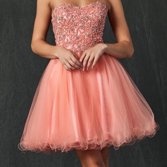 NEW OFF SHOULDER SLEEVELESS BABY DOLL DRESS EMBROIDERED WITH RHINESTONES JT 787 - Picture 5 of 8